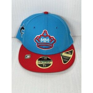 Size 7 1/4 Miami Marlins 59FIFTY City Connect On Field Low Profile Red/Blue Hat